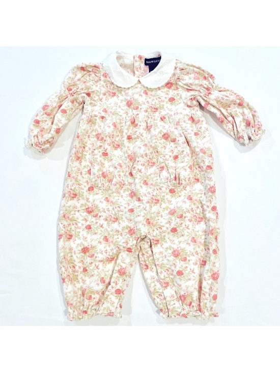 Ralph Lauren Other - Vintage Ralph Lauren Velour Coverall Girls Medium Floral All-in-One Romper Fall